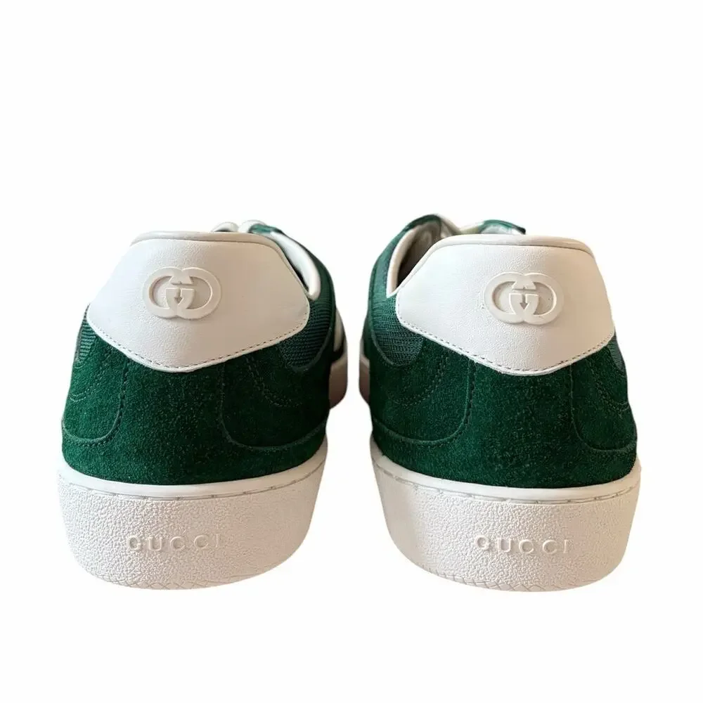Gucci Mens G74 Interlocking G Sneakers Green Suede Low Top Size 12 US 12.5 New